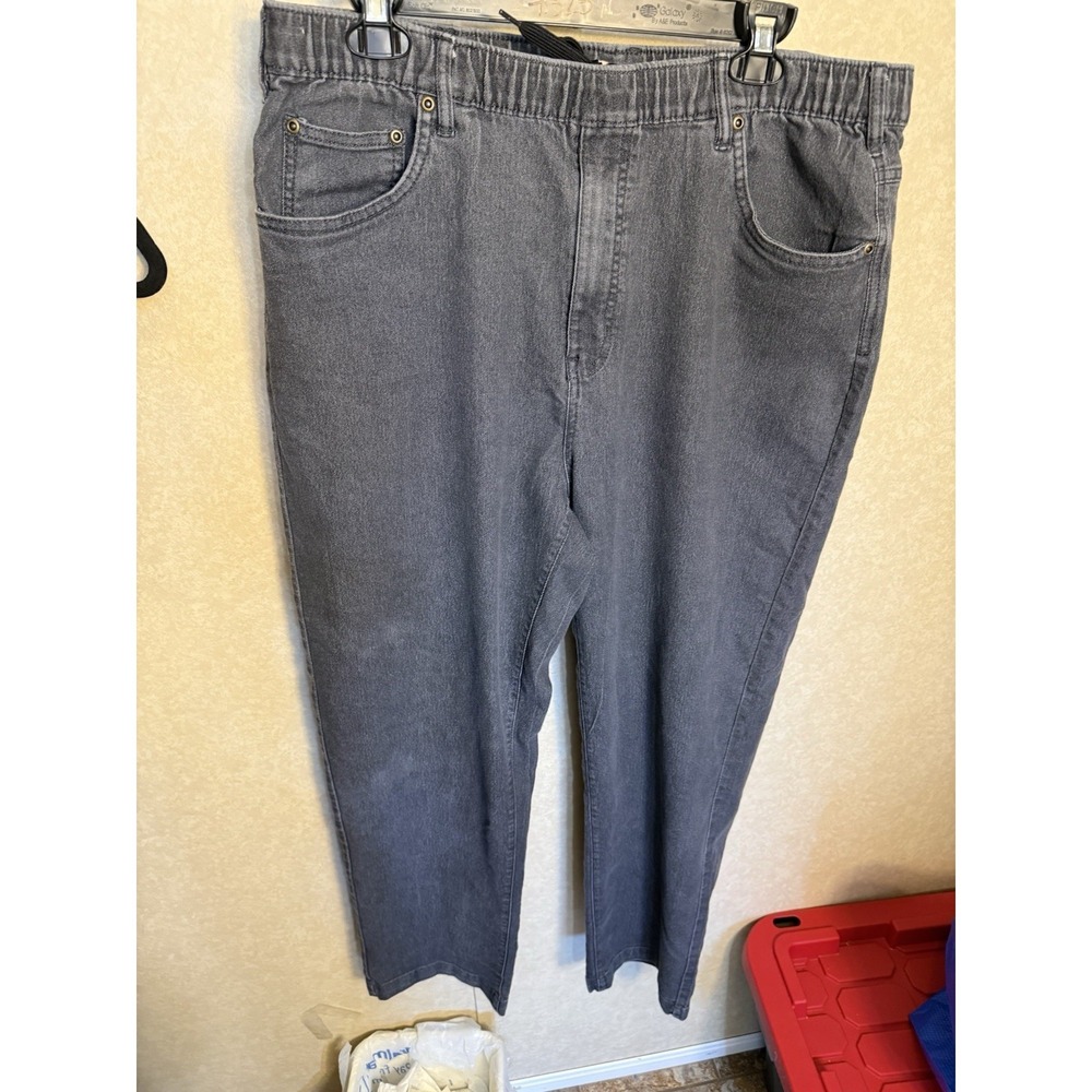 Turtle Bay Women's Denim Pull On Gray / Black Denim Jeans Elastic Waist Large